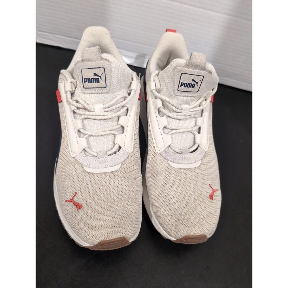 PUMA PACER 23 STREET SNEAKERS SOFT FOAM LOW TOP  BEIGE/NAVY MENS SIZE 9 EUC
